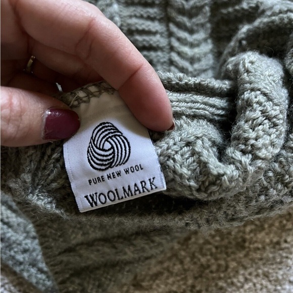 Vintage Thomas Keeling Chunky Knit Wool Fisherman Sweater Green Women’s Size S/M - Picture 5 of 10